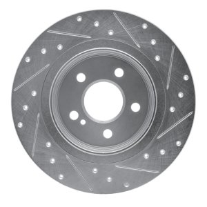 Mercedes-Benz C300 Brake Rotor (1) - Rear Left - R1 Concepts - Drilled & Slotted - Silver - `08-`15